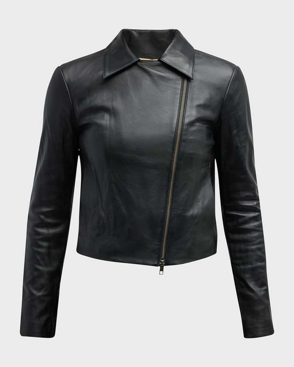 Leather Zip-Front Jacket